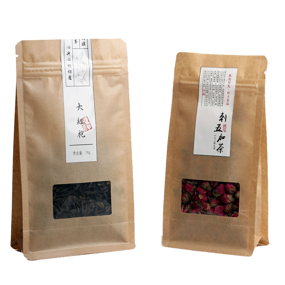 開窗牛皮紙袋—茶葉八邊封開窗袋